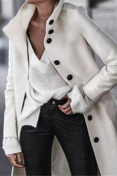 Casual Coat with Mandarin Collar and Modern Design