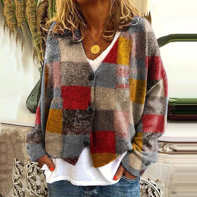 Noa Women's Cardigan - Beautiful long cardigan with a knitted pattern