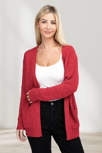 Long-sleeved cardigan with cape effect and front slit