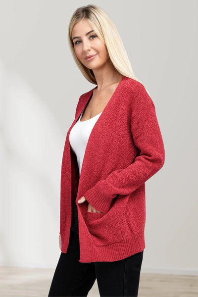 Long-sleeved cardigan with cape effect and front slit