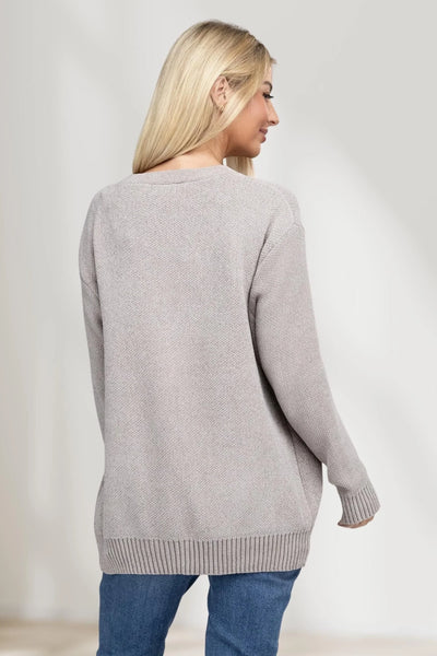 Long-sleeved cardigan with cape effect and front slit