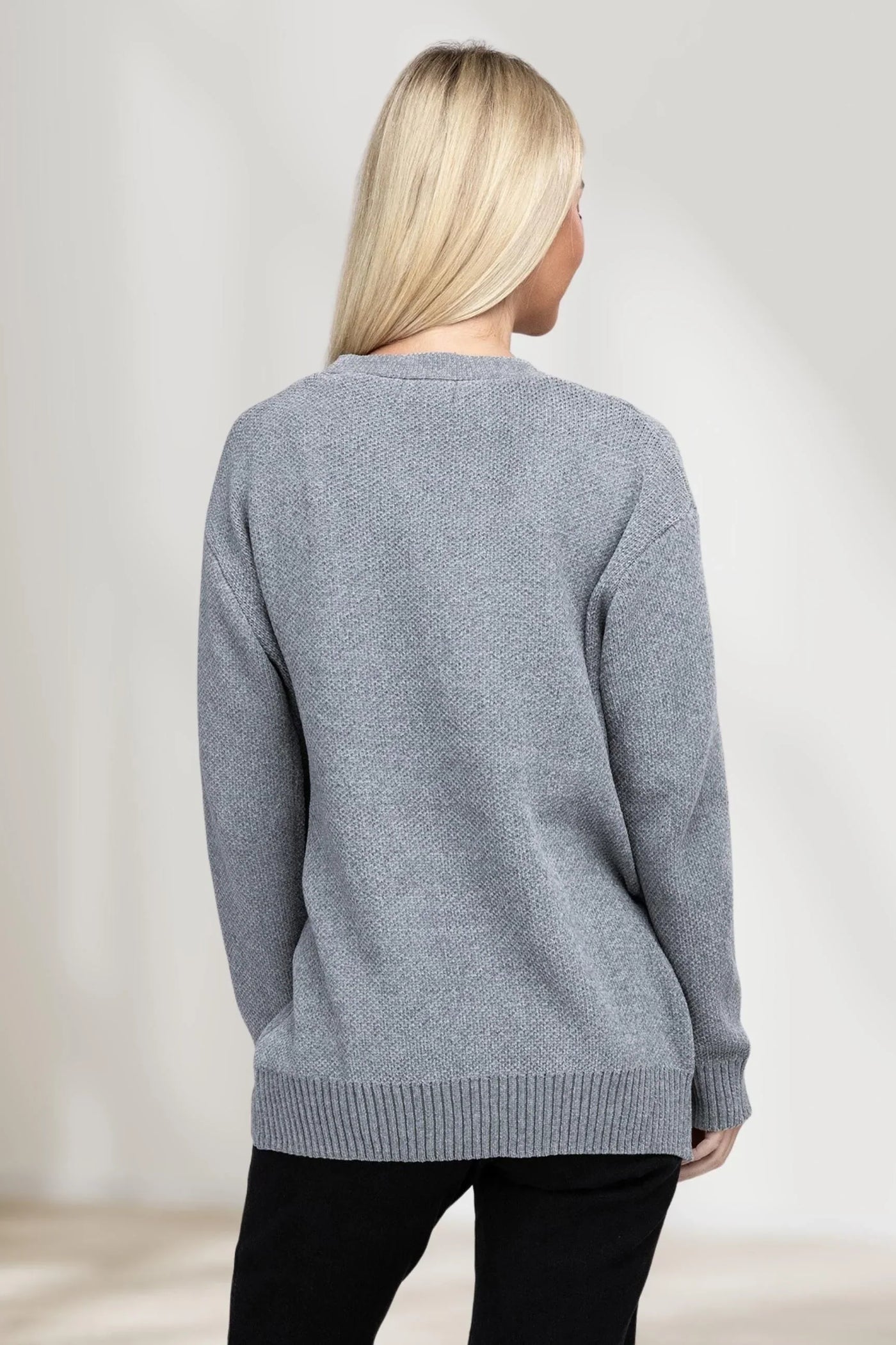 Long-sleeved cardigan with cape effect and front slit