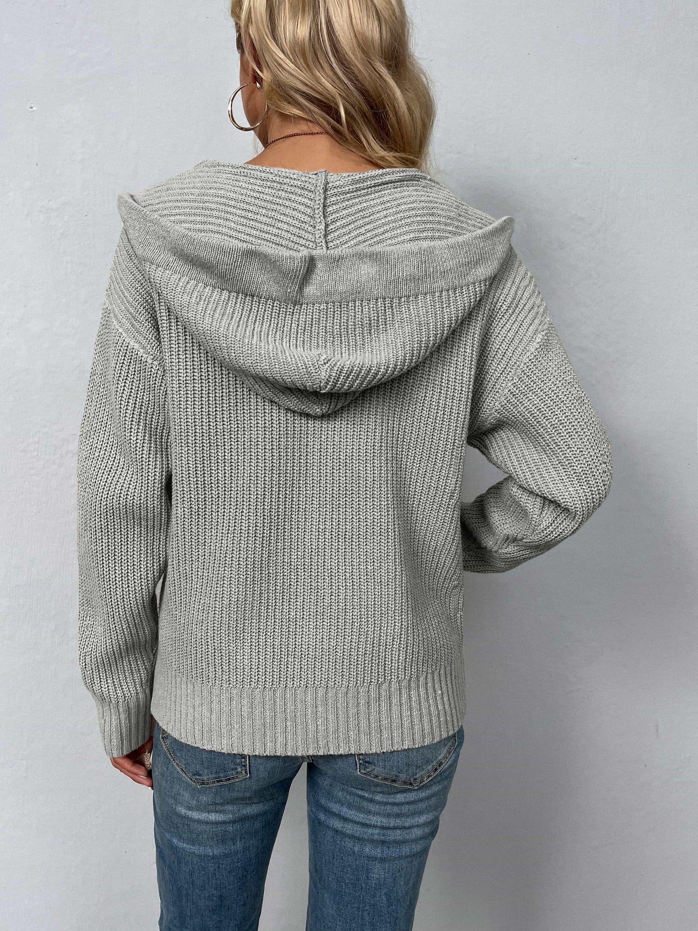 Hooded Cardigan with Drawstring Detail - Open Jacket Ideal for Layering